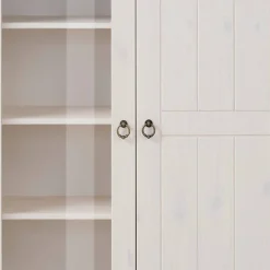 Wohnen Highboards|Vitrinen<Highboard Vitrine in Weiß und Kiefer Honig - Zentra