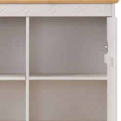 Wohnen Highboards|Vitrinen<Highboard Vitrine in Weiß und Kiefer Honig - Zentra