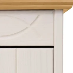 Wohnen Highboards|Vitrinen<Highboard Vitrine in Weiß und Kiefer Honig - Zentra