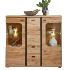 Wohnen Highboards|Vitrinen<Highboard Vitrine mit LED Beleuchtung - Mattadore