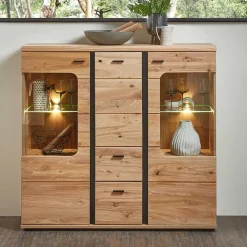 Wohnen Highboards|Vitrinen<Highboard Vitrine mit LED Beleuchtung - Mattadore