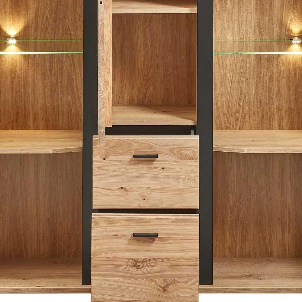 Wohnen Highboards|Vitrinen<Highboard Vitrine mit LED Beleuchtung - Mattadore