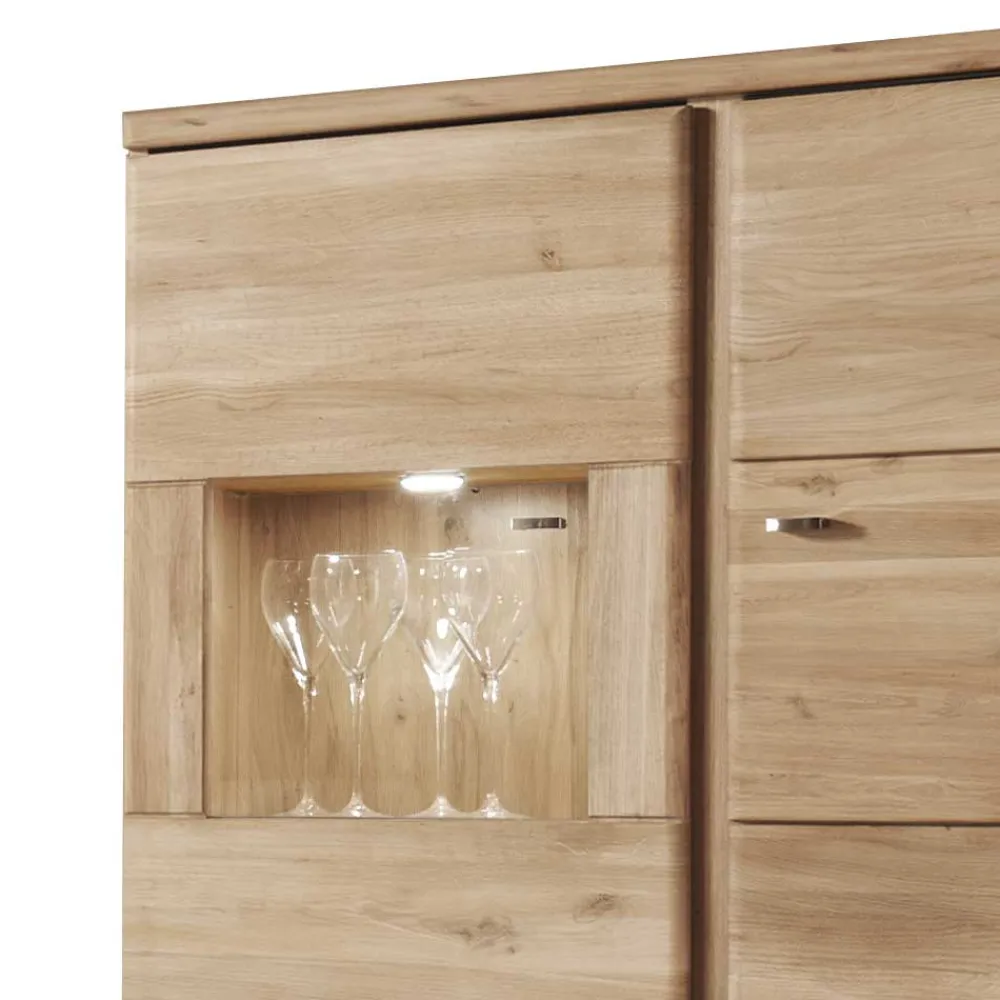 Wohnen Highboards|Vitrinen<Highboard Vitrine Smonia aus Wildeiche Bianco