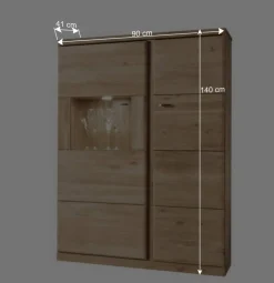 Wohnen Highboards|Vitrinen<Highboard Vitrine Smonia aus Wildeiche Bianco