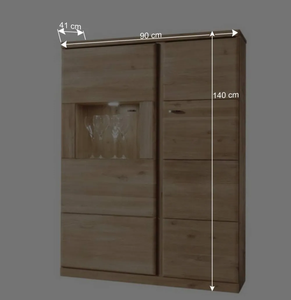 Wohnen Highboards|Vitrinen<Highboard Vitrine Smonia aus Wildeiche Bianco