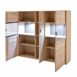 Wohnen Highboards|Kommoden<Highboard Vitrine Vernella aus Eiche hell geölt