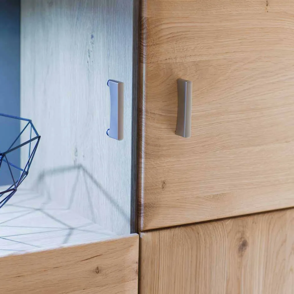 Wohnen Highboards|Kommoden<Highboard Vitrine Vernella aus Eiche hell geölt