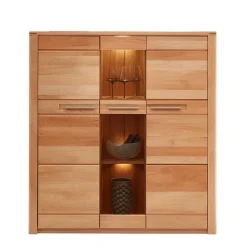 Wohnen Highboards|Vitrinen<Highboard Vitrinenschrank aus Kernbuche massiv - Amyonta