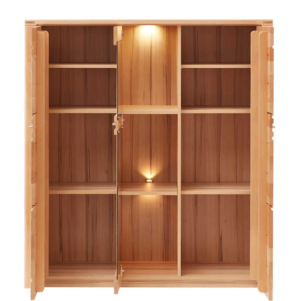 Wohnen Highboards|Vitrinen<Highboard Vitrinenschrank aus Kernbuche massiv - Amyonta
