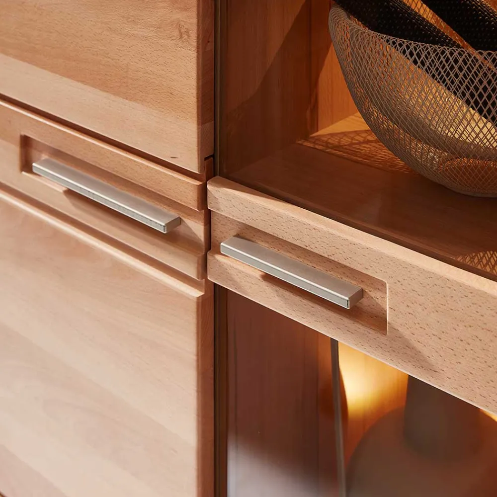 Wohnen Highboards|Vitrinen<Highboard Vitrinenschrank aus Kernbuche massiv - Amyonta