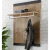 Wohnen Garderoben<Hängegarderobe in Kastanie Holzoptik & Schwarz - Ebrican
