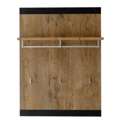 Wohnen Garderoben<Hängegarderobe in Kastanie Holzoptik & Schwarz - Ebrican