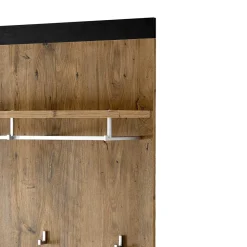 Wohnen Garderoben<Hängegarderobe in Kastanie Holzoptik & Schwarz - Ebrican