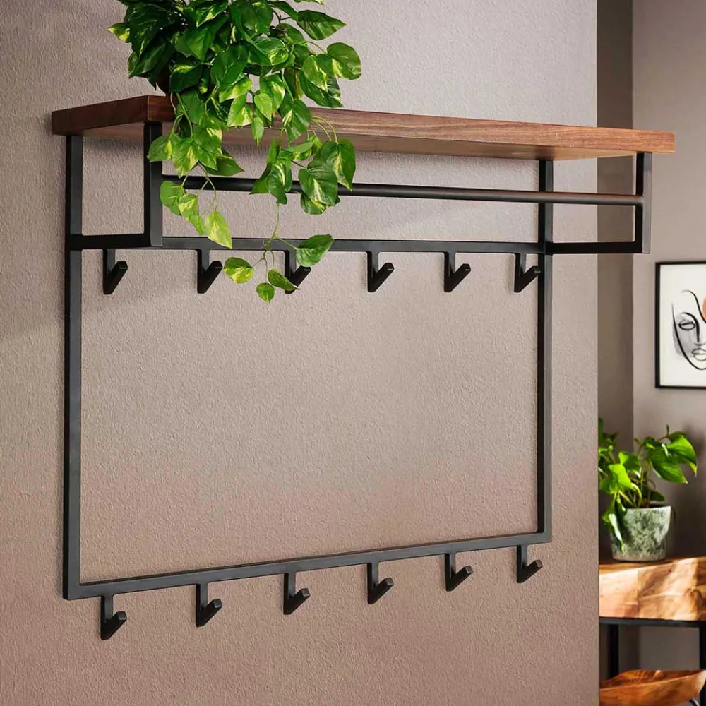 Wohnen Garderoben<Hängende Garderobe mit Ablage aus Nussbaum - Pilamonia