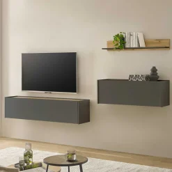 Wohnen Wohnwände<Hängende TV Anbauwand Möbel - Ahilav (dreiteilig)