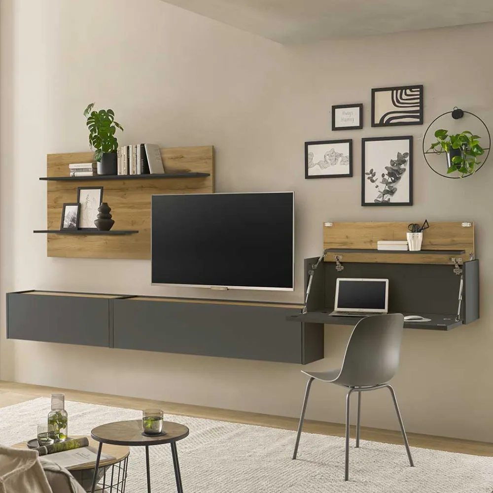 Wohnen Wohnwände<Hängende TV Anbauwand Möbelset - Ahilav (vierteilig)