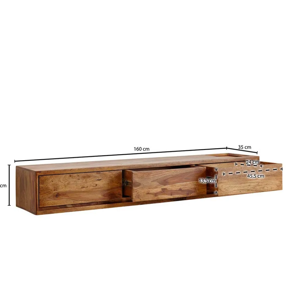 Wohnen Tv & Hifi-Möbel|Lowboards<Hängendes TV Lowboard mit drei Schubladen - Baham