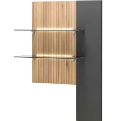 Wohnen Regale<Hängepaneel mit zwei Glasböden & LED Licht - Cruzca