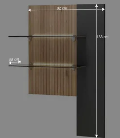 Wohnen Regale<Hängepaneel mit zwei Glasböden & LED Licht - Cruzca