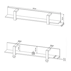 Wohnen Regale<Hängeregal in Schwarz - 180 cm - Dudleys