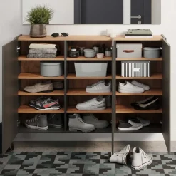 Wohnen Garderoben<Hänge-Schuhschrank & Rundspiegel Set - Calisian (zweiteilig)