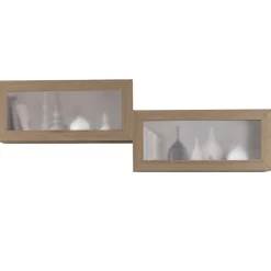 Wohnen Vitrinen<Hängevitrinen in Esche Dunkel - Lacruzira (2er Set)