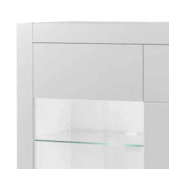 Wohnen Highboards<Hochglanz Highboard in Weiß mit Glas Yulis 3-türig