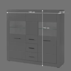 Wohnen Highboards<Hochglanz Highboard in Weiß mit Glas Yulis 3-türig