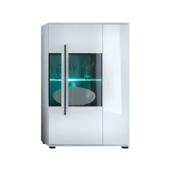 Wohnen Highboards|Vitrinen<Hochglanz Highboard Jetongos in Weiß Glas