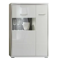 Wohnen Highboards<Hochglanz Highboard Tacroma in Weiß Glas