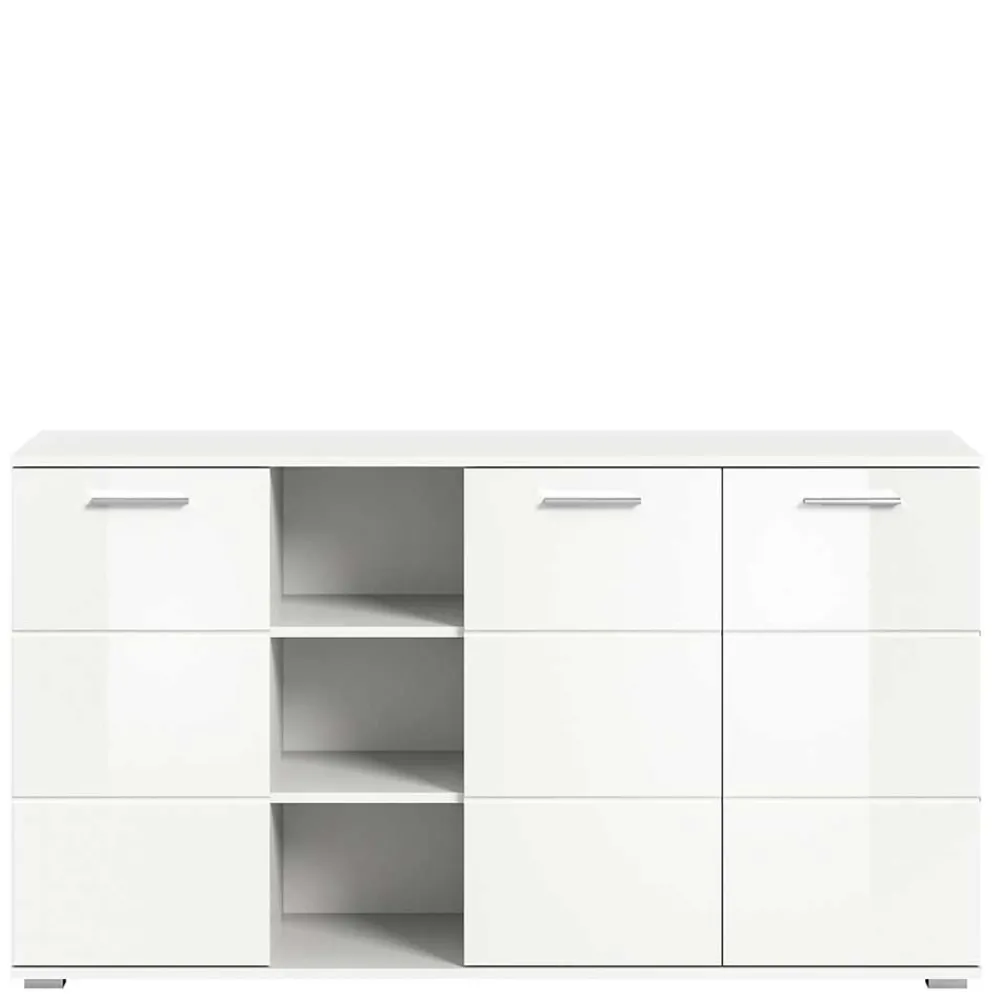 Wohnen Sideboards<Hochglanz Kommode in Weiß mit drei Türen - Rugova