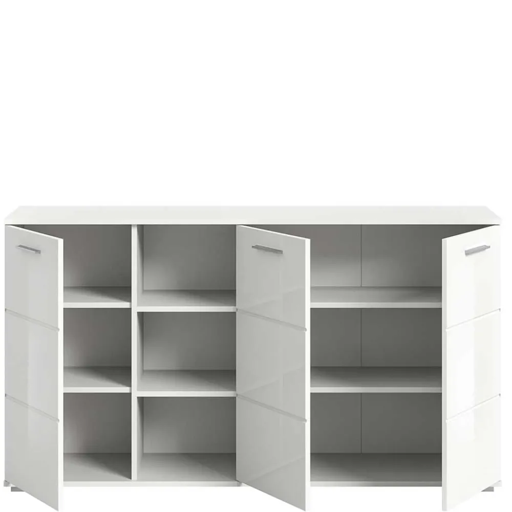 Wohnen Sideboards<Hochglanz Kommode in Weiß mit drei Türen - Rugova