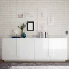 Wohnen Sideboards<Hochglanz Sideboard mit 4 Türen in Weiß - Kerym
