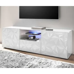 Wohnen Tv & Hifi-Möbel|Lowboards<Hochglanz TV Board in Weiß mit Druck - Vovasoma
