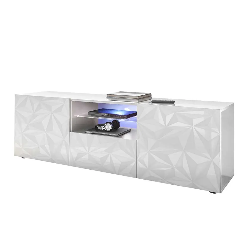 Wohnen Tv & Hifi-Möbel|Lowboards<Hochglanz TV Board in Weiß mit Druck - Vovasoma