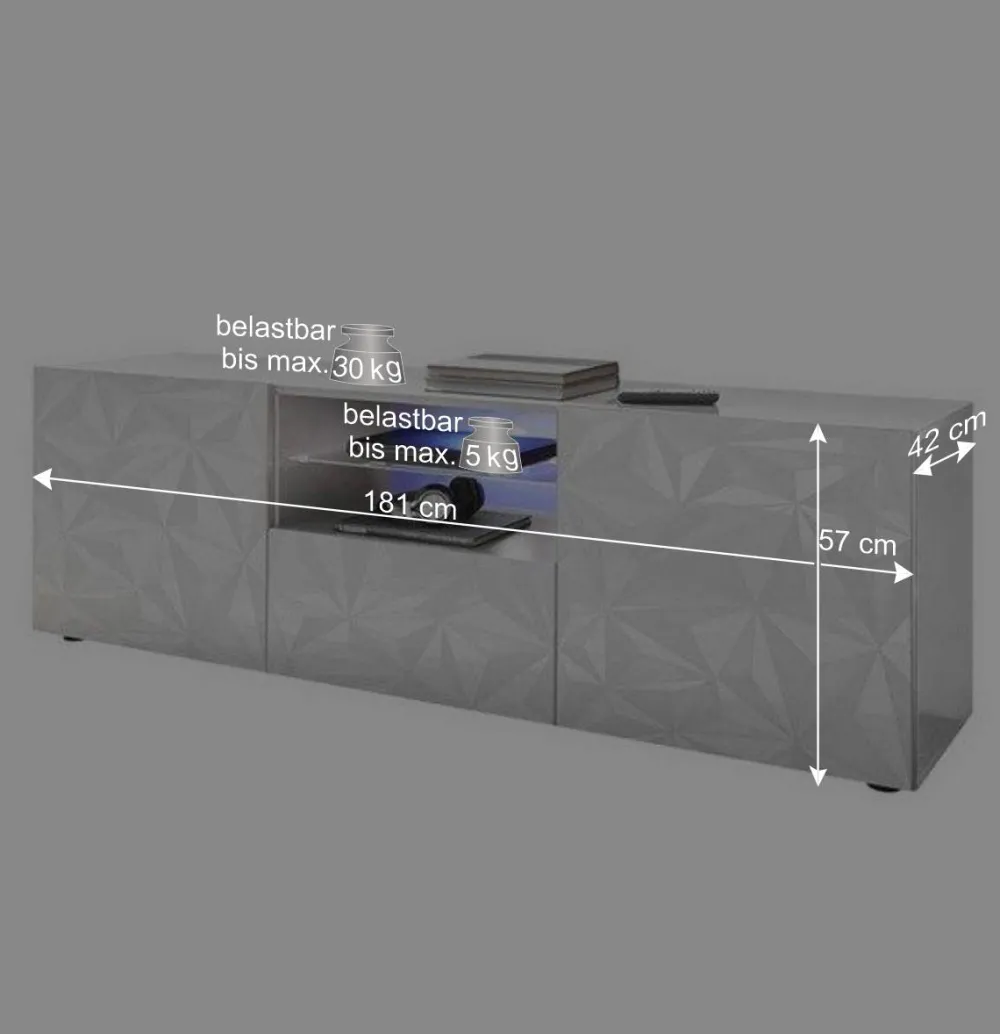 Wohnen Tv & Hifi-Möbel|Lowboards<Hochglanz TV Board in Weiß mit Druck - Vovasoma