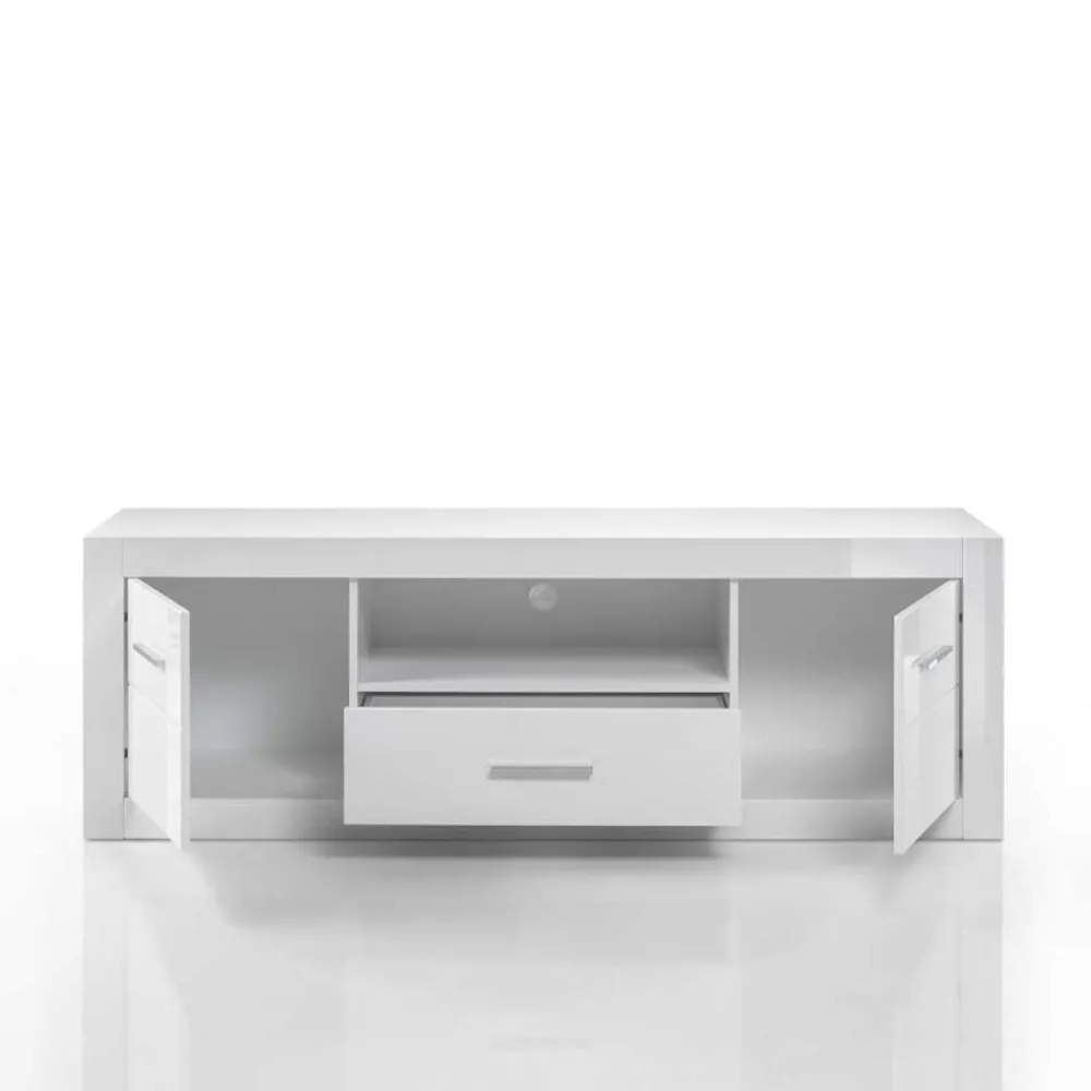 Wohnen Tv & Hifi-Möbel|Lowboards<Hochglanz TV Lowboard in Weiß Yulis 2-türig & Schublade