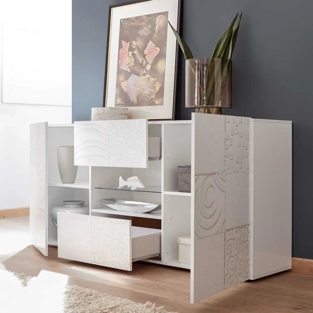Wohnen Sideboards<Hochglänzend lackiertes Sideboard in Weiß - Vascaub
