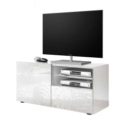 Wohnen Lowboards<Hochglänzend lackiertes TV Board in Weiß mit Druck - Vascaub