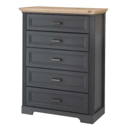 Wohnen Highboards<Hochkommode in Dunkelgrau und Eiche - Joe