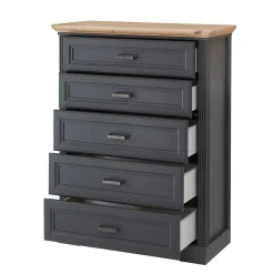 Wohnen Highboards<Hochkommode in Dunkelgrau und Eiche - Joe