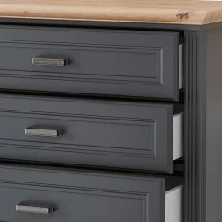 Wohnen Highboards<Hochkommode in Dunkelgrau und Eiche - Joe