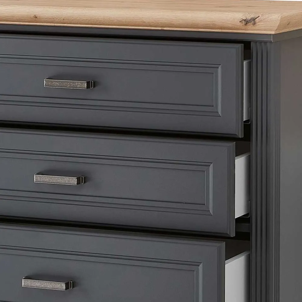Wohnen Highboards<Hochkommode in Dunkelgrau und Eiche - Joe