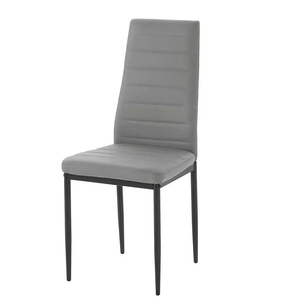 Wohnen Stühle<Hochlehner Essstuhl in Grau & Schwarz - Padru (4er Set)