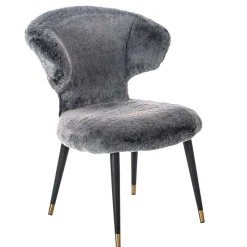 Wohnen Stühle<Hochwertiger Design Stuhl aus Kunstfell in Grau - Zarodrana