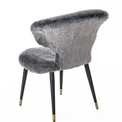 Wohnen Stühle<Hochwertiger Design Stuhl aus Kunstfell in Grau - Zarodrana