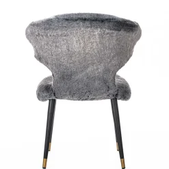 Wohnen Stühle<Hochwertiger Design Stuhl aus Kunstfell in Grau - Zarodrana