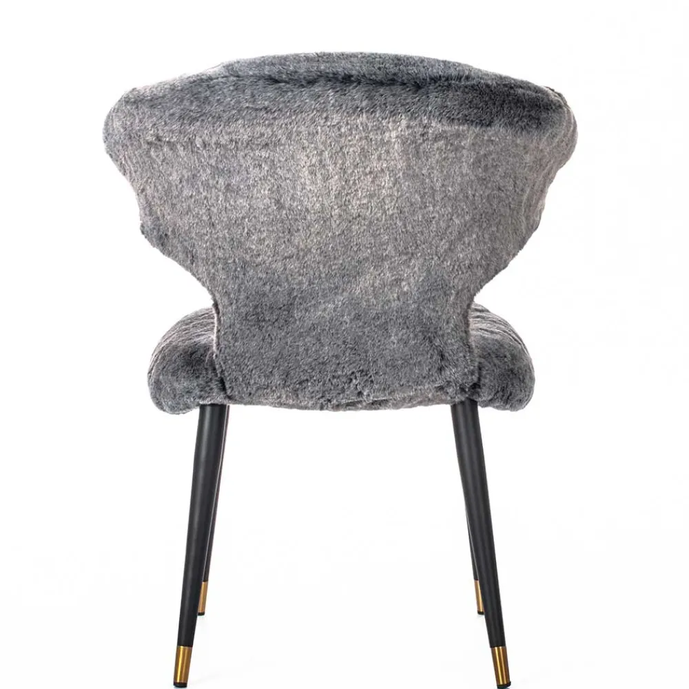 Wohnen Stühle<Hochwertiger Design Stuhl aus Kunstfell in Grau - Zarodrana