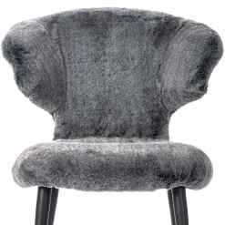 Wohnen Stühle<Hochwertiger Design Stuhl aus Kunstfell in Grau - Zarodrana