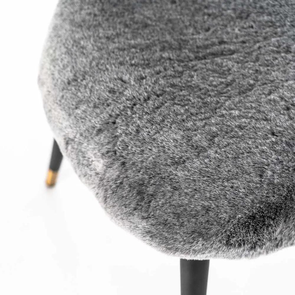 Wohnen Stühle<Hochwertiger Design Stuhl aus Kunstfell in Grau - Zarodrana